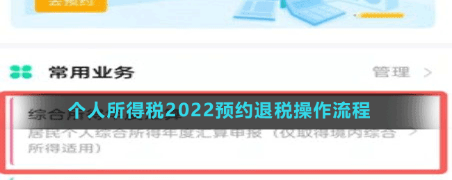 個人所得稅2022預約退稅操作流程